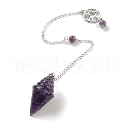 Natural Amethyst Pointed Dowsing Pendulums G-K338-13P-01-1