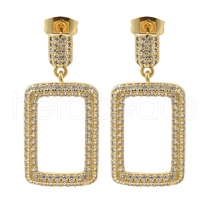 Brass Pave Clear Cubic Zirconia Stud Earrings EJEW-M088-07G-1