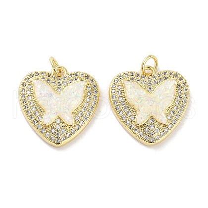 Brass Micro Pave Clear Cubic Zirconia Pendants KK-L213-018G-03-1