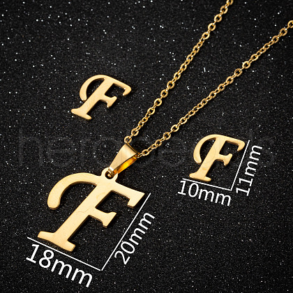 201 Stainless Steel Pendant Necklaces & Stud Earrings Sets WG00841-04-1