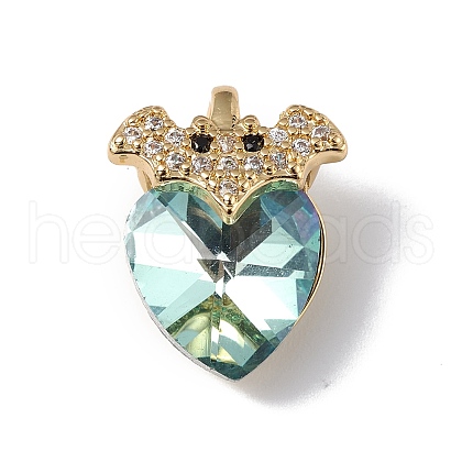 Real 18K Gold Plated Rack Plating Brass Micro Pave Clear Cubic Zirconia Pendants KK-C015-10G-01-1