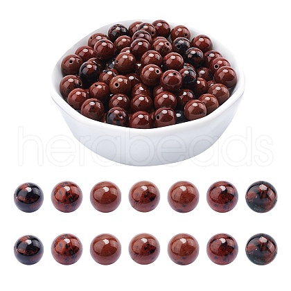 ARRICRAFT Natural Mahogany Obsidian Bead Strands G-AR0001-49-1