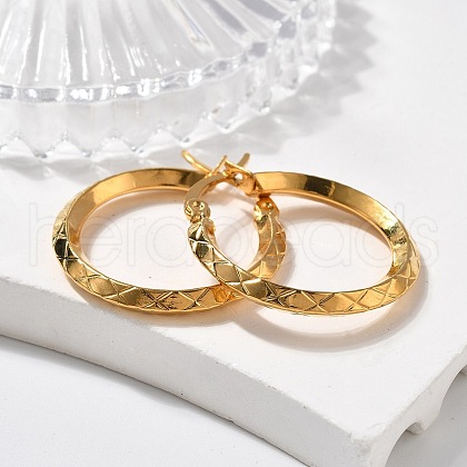 Ion Plating(IP) 304 Stainless Steel Hoop Earrings EJEW-L215-38G-1