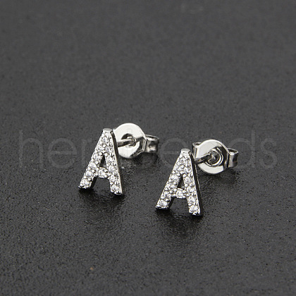 Brass Micro Pave Clear Cubic Zirconia Stud Earrings FS-WGC2F12-01-1