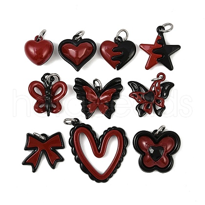 10Pcs Red and Black Double Screen Alloy Pendants PALLOY-JF04008-1
