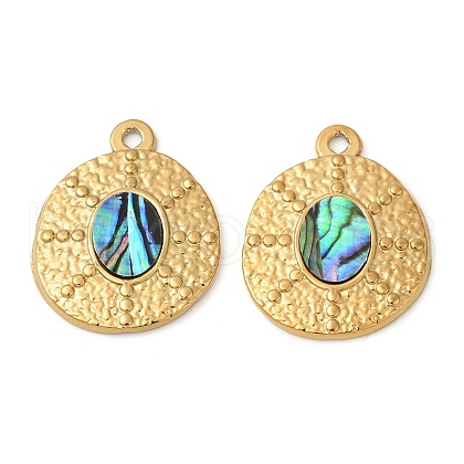304 Stainless Steel Natural Paua Shell Pendants STAS-L288-05G-01-1