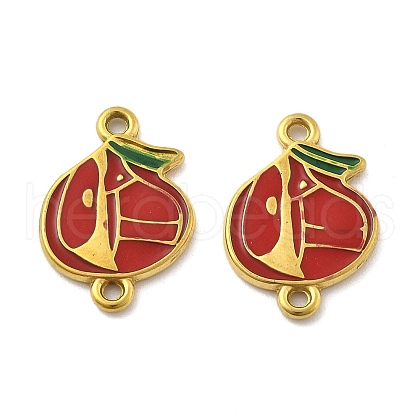 304 Stainless Steel Dark Red Enamel Fruit Connector Charms STAS-D369-03G-1