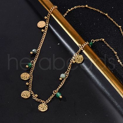 304 Stainless Steel Rhinestone Disc Bib Necklaces NJEW-U026-02G-1