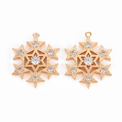 Brass Micro Pave Clear Cubic Zirconia Pendants KK-T062-178G-NF-1