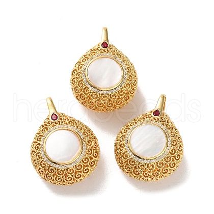 Rack Plating Brass Rd Cubic Zirconia Bead Cage Pendants KK-K362-10G-1