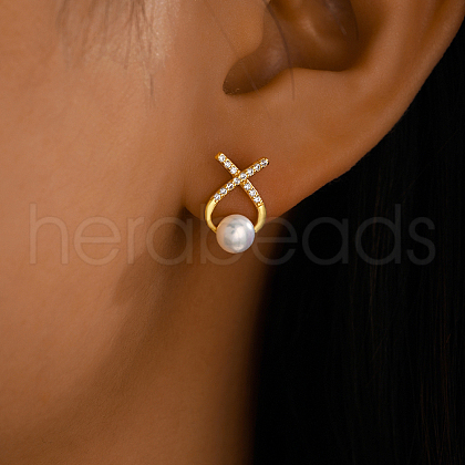 S925 Sterling Silver Clear Cubic Zirconia Stud Earrings HU4373-1-1