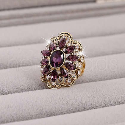 Alloy Rhinestone Finger Rings VI7189-1-1