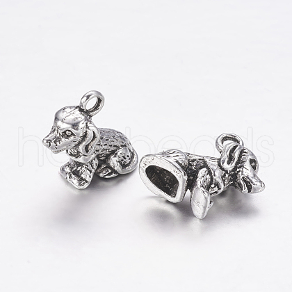 Tibetan Style Alloy Puppy Pendants TIBEP-19683-AS-NR-1