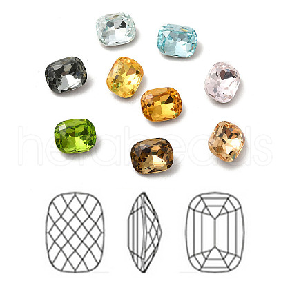 Faceted K9 Glass Rhinestone Cabochons GGLA-R042-01A-1