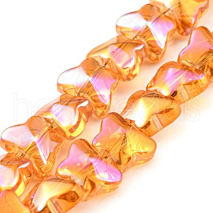 Full Rainbow Plated Electroplate Transparent Glass Beads Strands EGLA-G037-11A-FR04-1