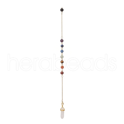 Bullet & Round Gemstone Dowsing Pendulums PALLOY-JF02034-01-1