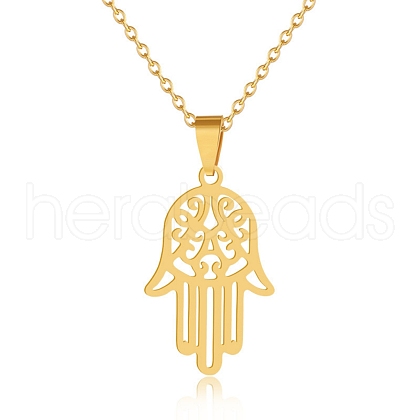 Hollow Hamsa Hand Pendant Necklace DQ3494-1-1