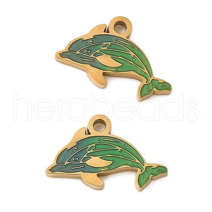 304 Stainless Steel Enamel Charms STAS-Z139-03G-08-1