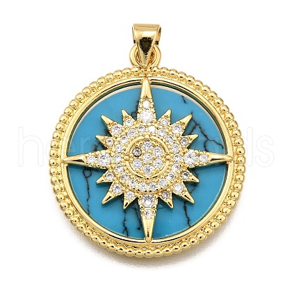 Rack Plating Brass Micro Pave Cubic Zirconia Pendants KK-K401-49A-G-1