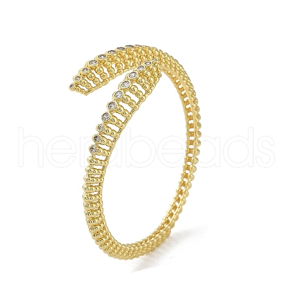 Hollow Snake Brass Micro Pave Cubic Zirconia Cuff Bangles BJEW-D039-05G-1