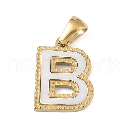 Natural White Shell Alphabet Pendants STAS-M338-02G-B-1
