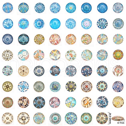 Printed Picture Glass Cabochons GGLA-YW0001-01A-1