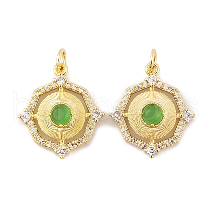 Rack Plating Brass Micro Pave Clear Cubic Zirconia Pendant KK-K367-13G-1