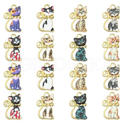 40Pcs 8 Colors Alloy Enamel Pendants ENAM-CJ0001-79-1