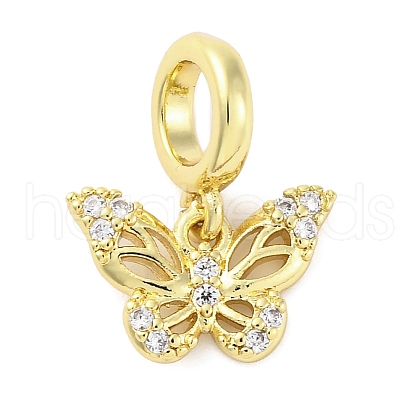 Brass Micro Pave Cubic Zirconia European Dangle Charms KK-D325-21G-02-1