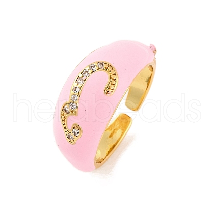 Number 3 Brass Micro Pave Clear Cubic Zirconia Open Cuff Rings RJEW-U009-02C-G-1