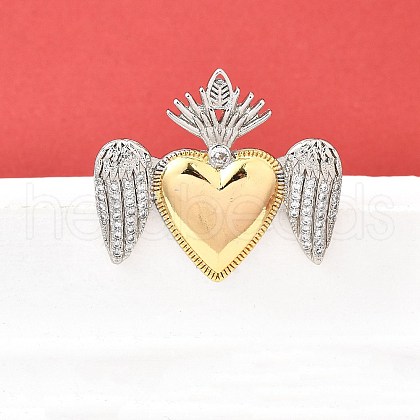 Brass Micro Pave Cubic Zirconia Cuff Rings for Women RJEW-F184-01A-GP-1