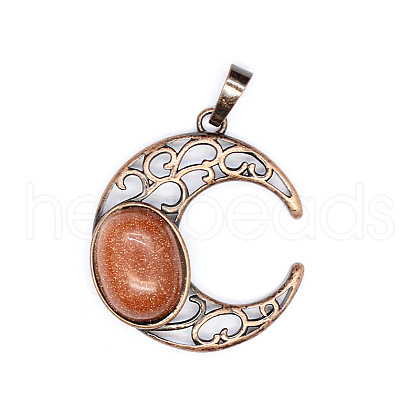 Retro Hollow Synthetic Goldstone Pendants PW-WGE1A4B-19-1