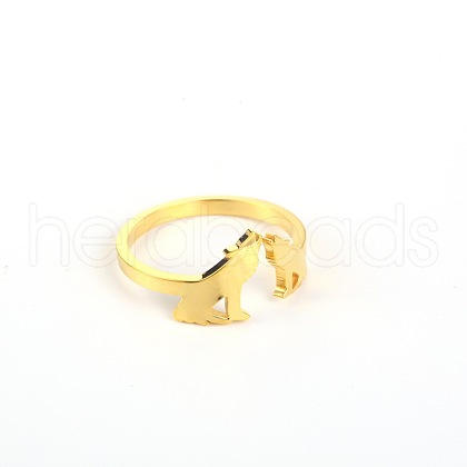 Stylish Adjustable Stainless Steel Wolf Cuff Rings for Women CD3807-1-1
