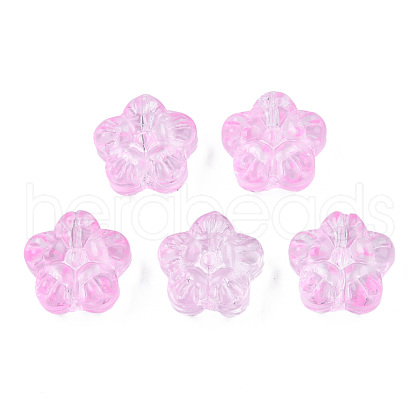Transparent Spray Painted Glass Beads GLAA-N035-029-C05-1