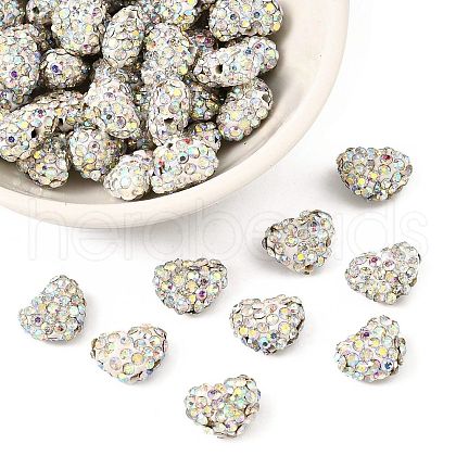 Heart Polymer Clay Grade A Rhinestone Beads RB-S024-03-1