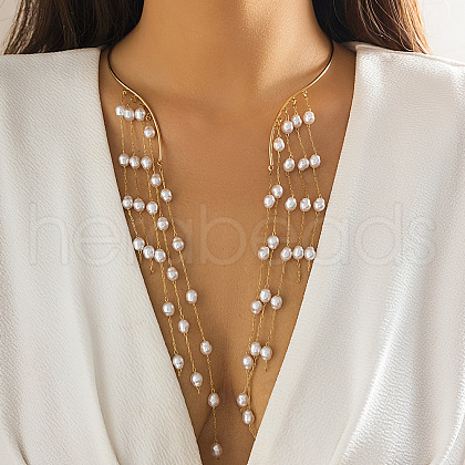 Alloy Iron and Imitation Pearl Necklaces Choker Necklaces FS-WG10CA4-02-1