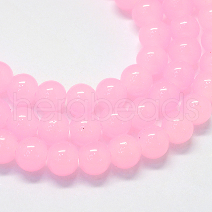 Baking Painted Imitation Jade Glass Round Bead Strands X-DGLA-Q021-6mm-26-1