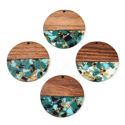 Transparent Resin & Walnut Wood Pendants RESI-TAC0017-75-A02-1