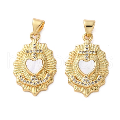 Brass Micro Pave Cubic Zirconia Pendants KK-U070-26G-02-1
