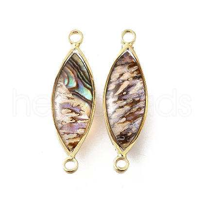 Brass Pave Natural Paua Shell Connector Charms KK-E794-01G-06-1
