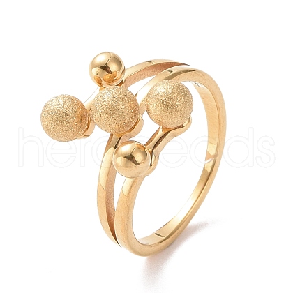 Ion Plating(IP) 304 Stainless Steel Round Ball Finger Ring for Women RJEW-D120-13G-1