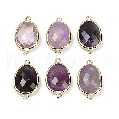 Natural Amethyst Faceted Connector Charms G-K347-11G-05-1