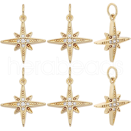 Beebeecraft 10Pcs Brass Micro Pave Grade AAA Cubic Zirconia Pendants ZIRC-BBC0002-61G-1
