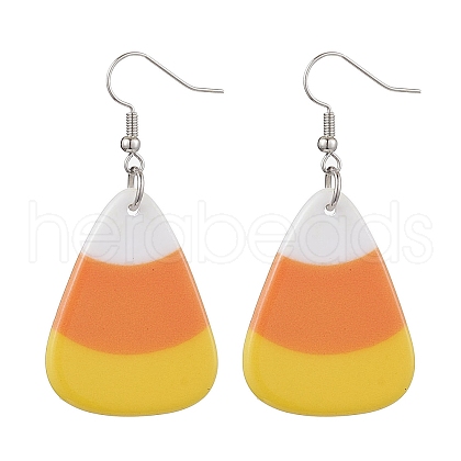 Halloween Candy Corn Acrylic Dangle Earrings for Women EJEW-JE05906-1