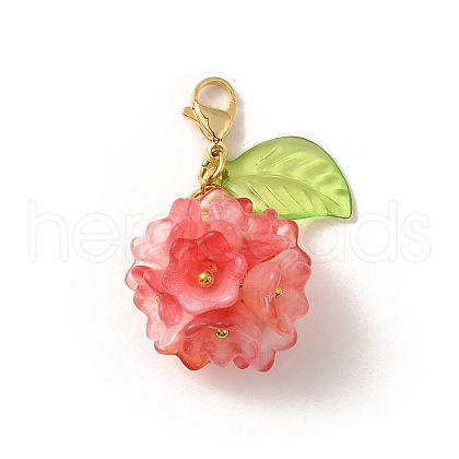 Flower Glass Pendant Decoration HJEW-TA00286-02-1