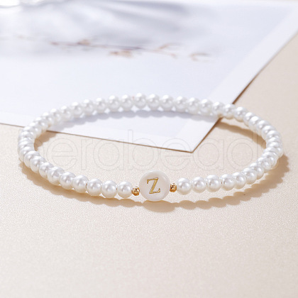 Plastic Pearl Round Beaded Stretch Bracelets for Women WGC81DB-26-1