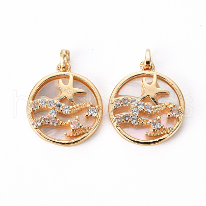 Brass Micro Pave Clear Cubic Zirconia Charms KK-Q765-022-NF-1