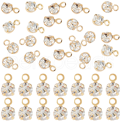 Beebeecraft 50Pcs Brass Rhinestone Charms KK-BBC0012-22-1