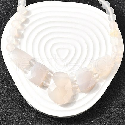 Natural White Agate Faceted Bib Graduated Beaded Necklaces for Women NJEW-B128-01J-1