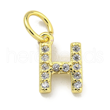 Letter Brass Micro Pave Clear Cubic Zirconia Pendants KK-K354-06G-H-1
